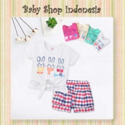 large Setelan Blouse Anak Perempuan Rabbit putih